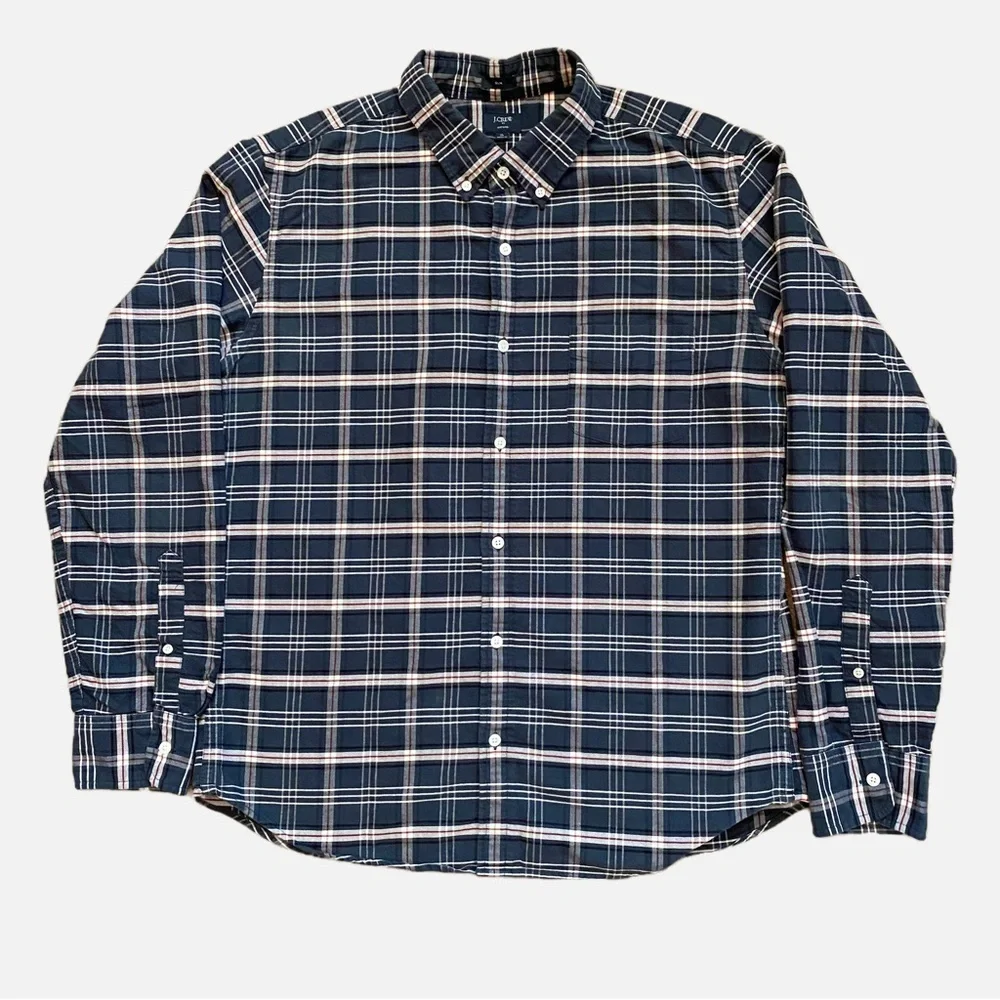 J. Crew Men’s Oxford Flannel Plaid Button Up Size X-Large Slim Fit